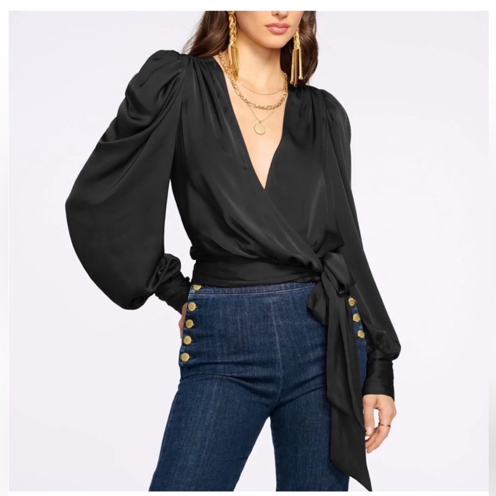 Ramy Brook Chocolate Pauline Puff Sleeve Blouse ::: current retail $375 - Picture 7 of 16
